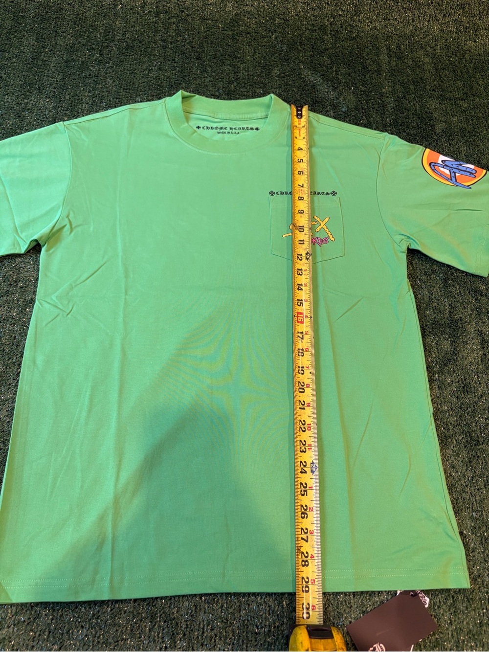Chrome Hearts Green Pocket Tee with Yellow & Pink Graphic - Picture 8 of 9